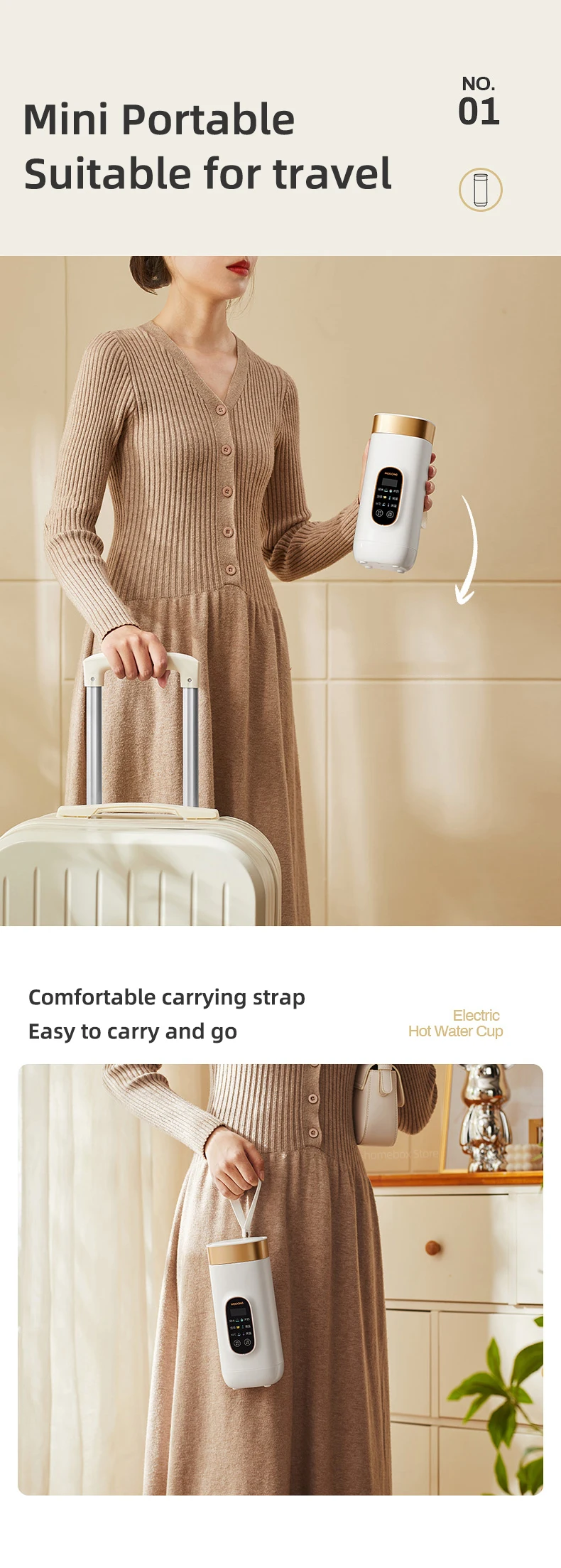 Description Picture 5 of item550ml Smart Electric Kettle Portable Heating Cup Boiled Water Pot Travel Teapot Adjustable Temperature Kettle 220V