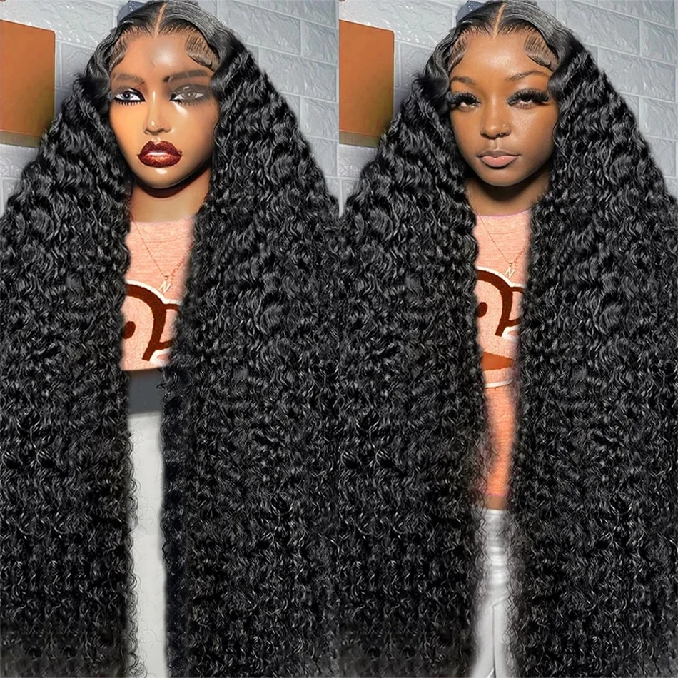 

30 32 Inch 250 Density Deep Wave 13x4 Transparent Lace Front Wig Human Hair Brazilian Curly 13x6 HD Lace Frontal Wigs For Women