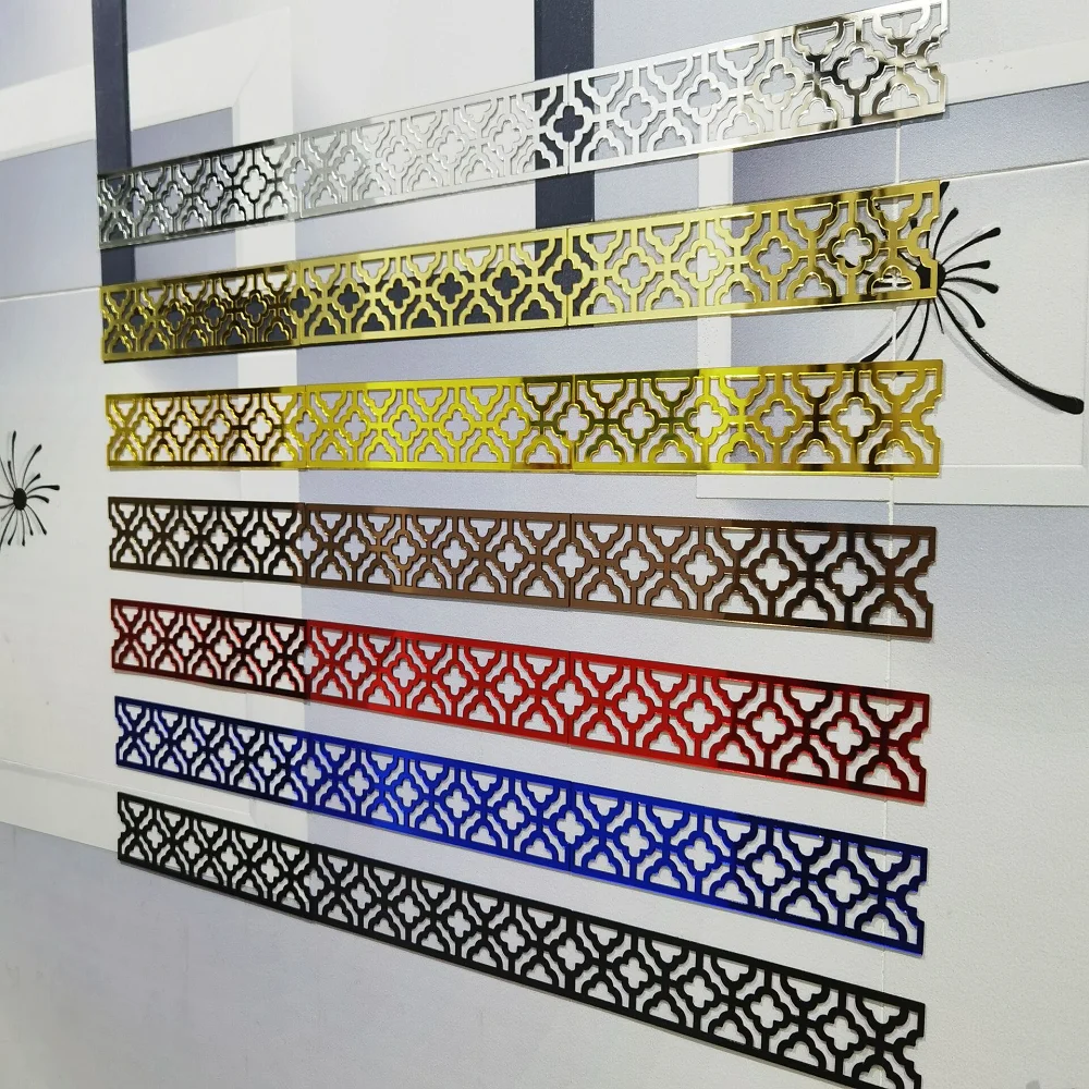 3D Acrylic 5CM/10CM Waist Line Mirror Sticker Self Adhesive DIY Wall Sticker Living Room Edge Strip Corner Line Wall Decoration