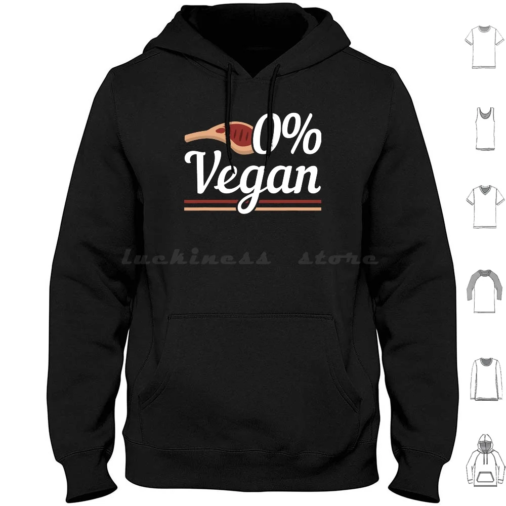0 Vegan Felpa Con Cappuccio Cotone Manica Lunga Vegan 0 Vegan Carnivore Carne Mangiatore Anti Vegan 0 Anti 0 Bbq Divertente Zero Percento Vegan