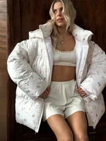 Unique Hooded Women's Winter Jacket Elegant Printed Thicken Pockets Full Sleeve Female Cotton Coat 2025 New Woman Coats Outwears 4