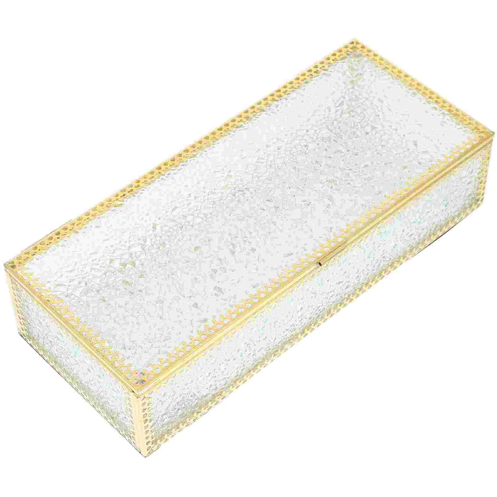

Glass Jewelry Box Case With Lid Jewlery Lidded Storage Holder Terrarium Organizer Containers Light Luxury Cases