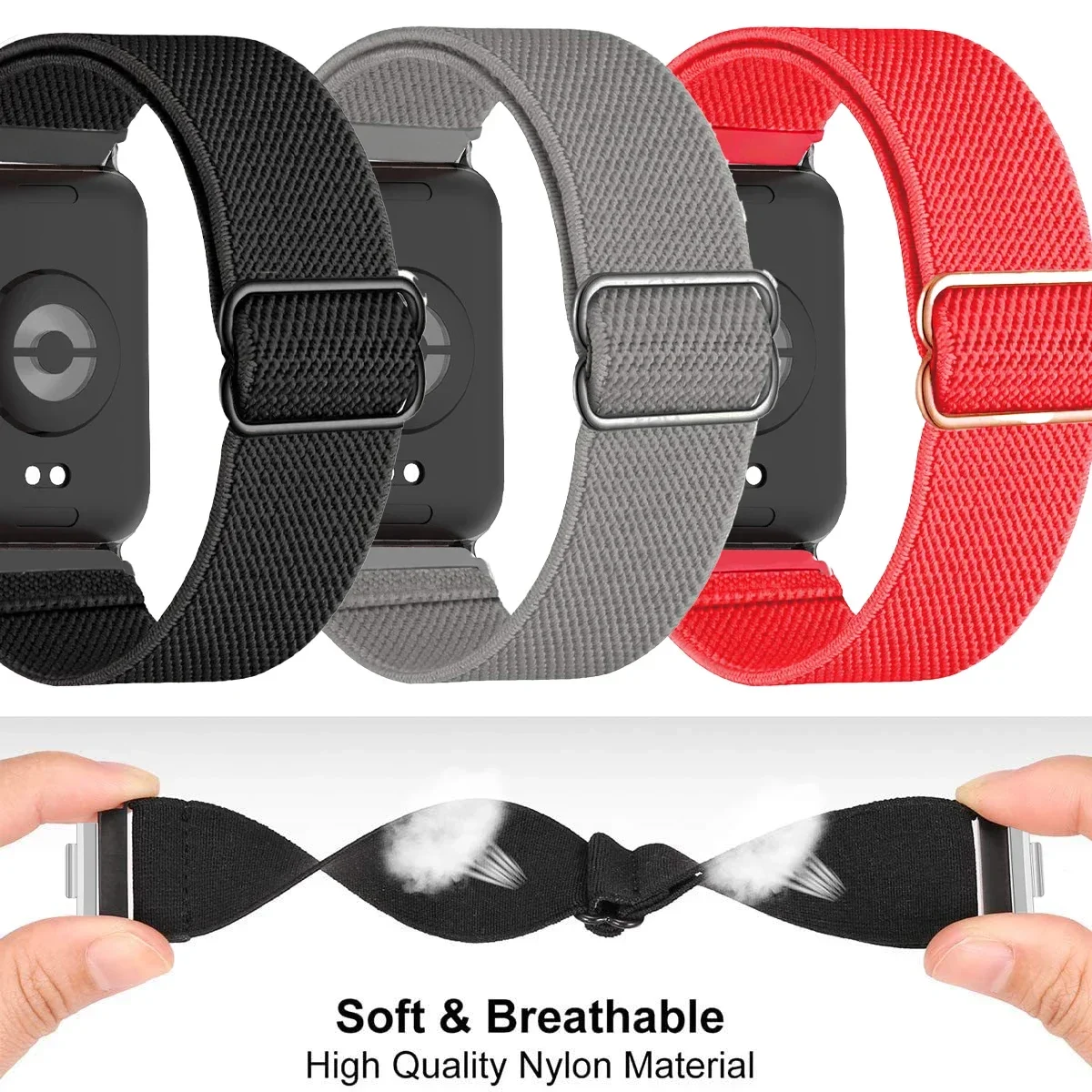 Elastic Nylon Braided Solo Strap for Sports Watch - Universal Fit for Women and Men