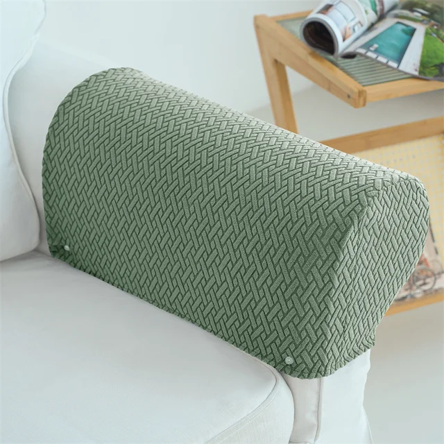 2 pz/set Jacquard Bracciolo Coprisedie Colore Solido Campione a prova di Polvere Divano Braccioli Copertura Universale per Soggiorno Complementi Arredo Casa 5