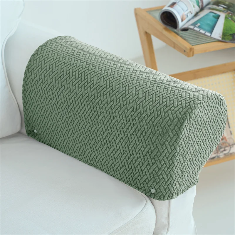 2pcs/set Jacquard Armrest Chair Covers Solid Color Sample Dust-proof Sofa Arm Covers Universal Cover for Living Room Home Decor 5