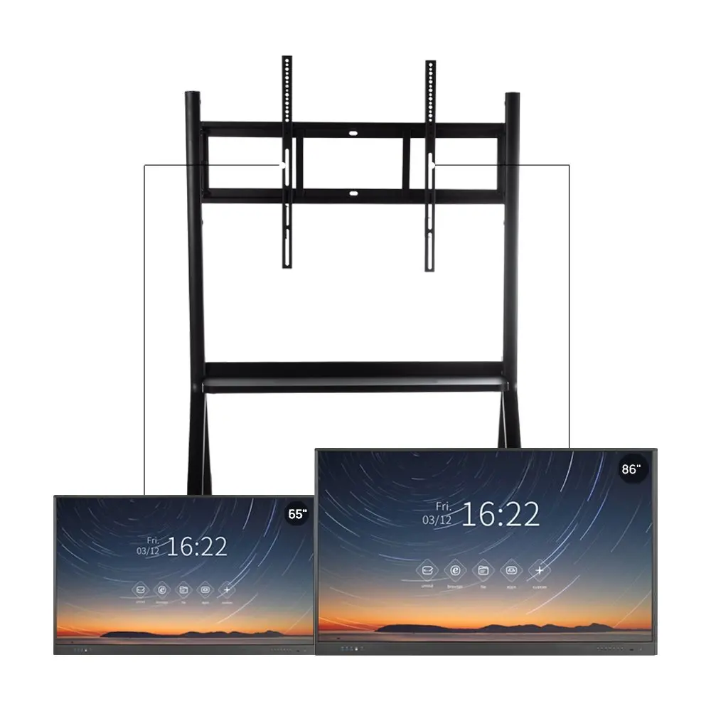 UNCUCO Adjustable TV Monitor Stand Floor With Wheels For 55-75 Inch Screen