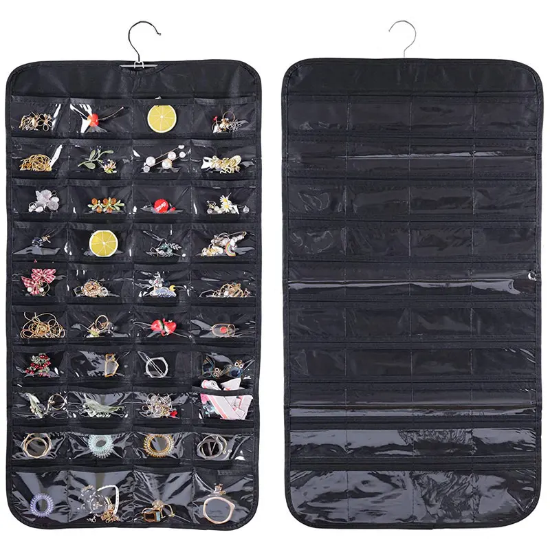 80Pack Earrings Hanging Storage Bag Wall Hanging Jewelry Display Holder Earring Necklace Bracelet Organizer Ring Storage Box metal earring jewelry display organizer wall hanging jewelry stand hook up necklace ring jewelry storage display store decor