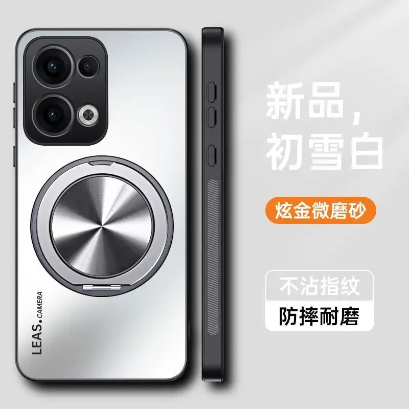 Luxury AG Matte Magnetic Back Cover with 360° Rotating Bracket and Shockproof Bumper