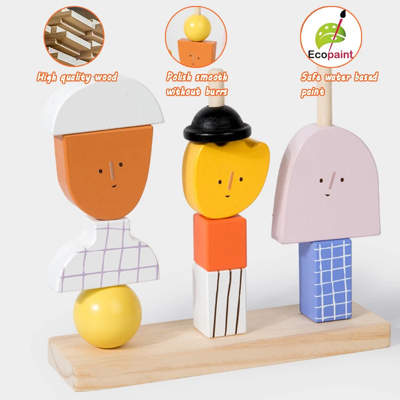 Baby Block Stacking Matching Puzzle Game Montessori Toys Shape Cognition Thinking Logical Creative Educational Toys for Tooddler 5
