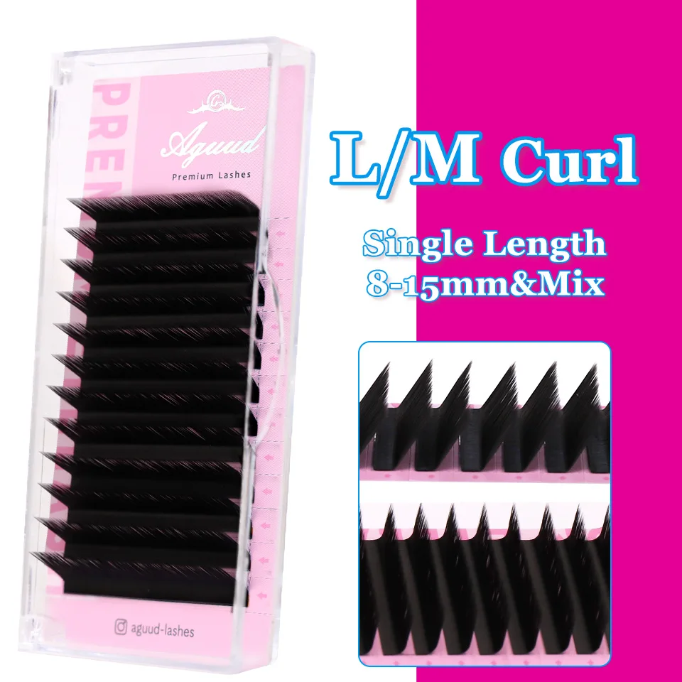 Description Picture 3 of itemAguud Soft Natural Matte Black False Eyelash 0.07 L M Curl 8-15mm Mix Korean PBT Individual Eyelashes Extension Makeup Cillios