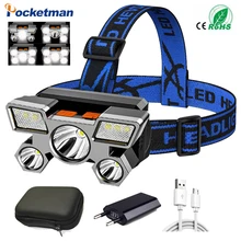 

Portable Headlight 5LED With Built-in 18650 Battery USB Rechargeable Flashlight Lantern Headlamp Outdoor Camping Head light