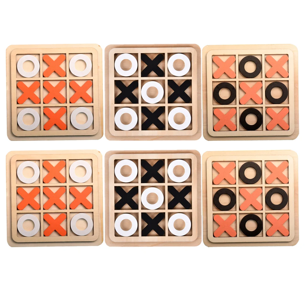 

6 Pcs Toe Toys Travel Kids Chess Board Parent-children Interactive Jiugongge for Wooden Party Favors Game XO