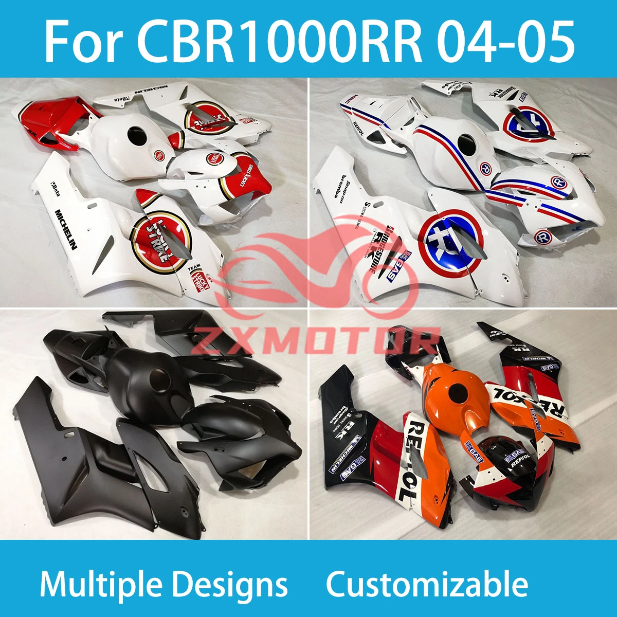 

Детали обтекателей CBR 1000RR 04 05 Комплект деталей кузова гоночного мотоцикла комплект обтекателей для Honda CBR 1000 RR 2004 2005
