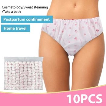 10 pezzi di biancheria intima usa e getta in cotone per donna, mutandine post-parto da viaggio, mutandine non tessute, mutandine per la gravidanza.