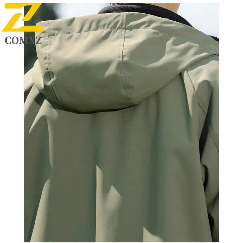 COMXZ Outdoor Hooded Jacket Men Premium Snow Skiing Cold Resistant Warm Parka Streetwear Fashion Lightweight Winter Windbreaker