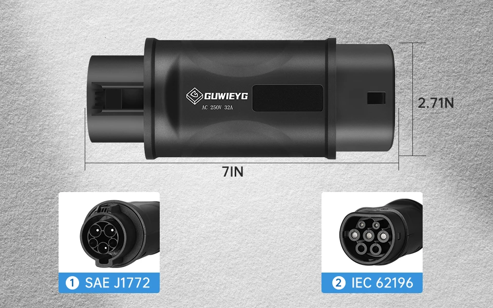 Adaptor 16A 32A Electric Vehicle Car EV Charger Connector J1772 Socket Type 1 To Type 2 EV Adapter Socket 2