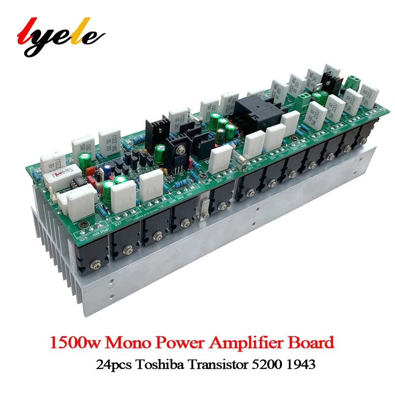 

LYELE 1500w Mono Power Amplifier Board 24pcs Toshiba Transistor 5200 1943 with Circuit Protection High Power Audio Amplifier