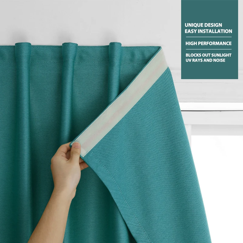 No Punch Velcro Curtain Shading Anti Uv Light Easy Install Bathroom