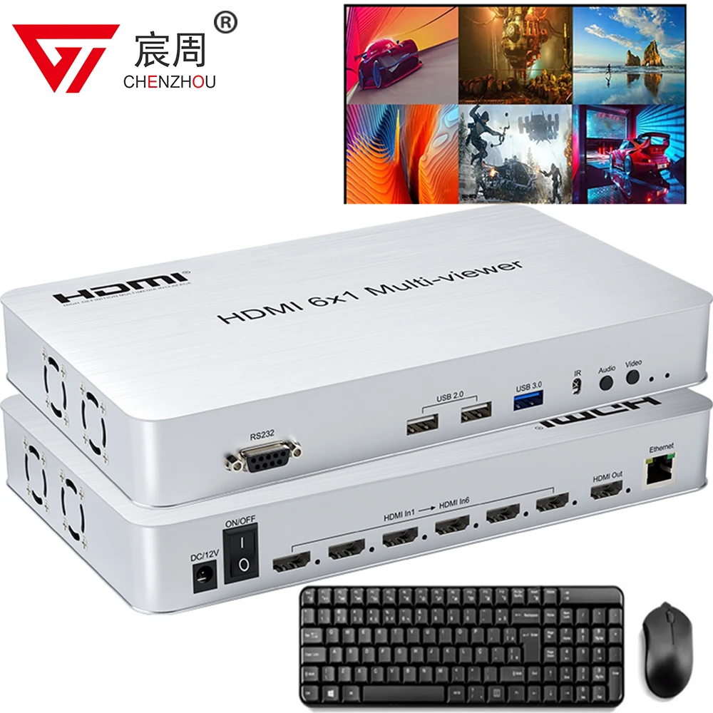 4K USB KVM 4x1 6x1 HDMI мультипросмотр 2 3 4 5 6 разделитель экрана двойное изображение четырехъядерный мультипросмотр бесшовный переключатель/увеличить поворот