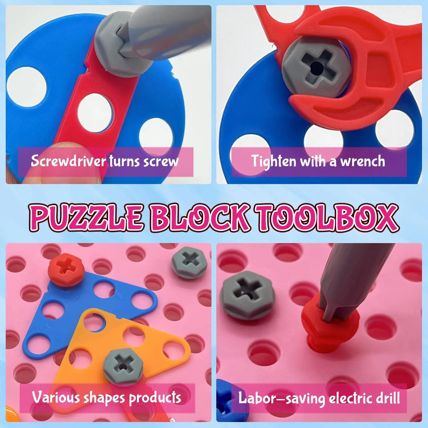 Children Toys Tool Set Electric Drill Screw Nut 3D Puzzle Toys Pretend Play Dinosaur Drilling Assembly Educational For Boy kids repair toys kids construction toys nut assembly toys kids pretend play set