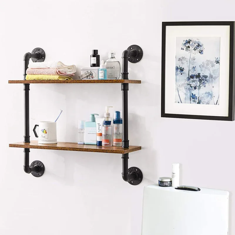 

Simple Rural Creative Water Pipe Storage Rack Retro Multi-layer Book Shelf Living Room Organizers Storage Home Metal Wall Rack