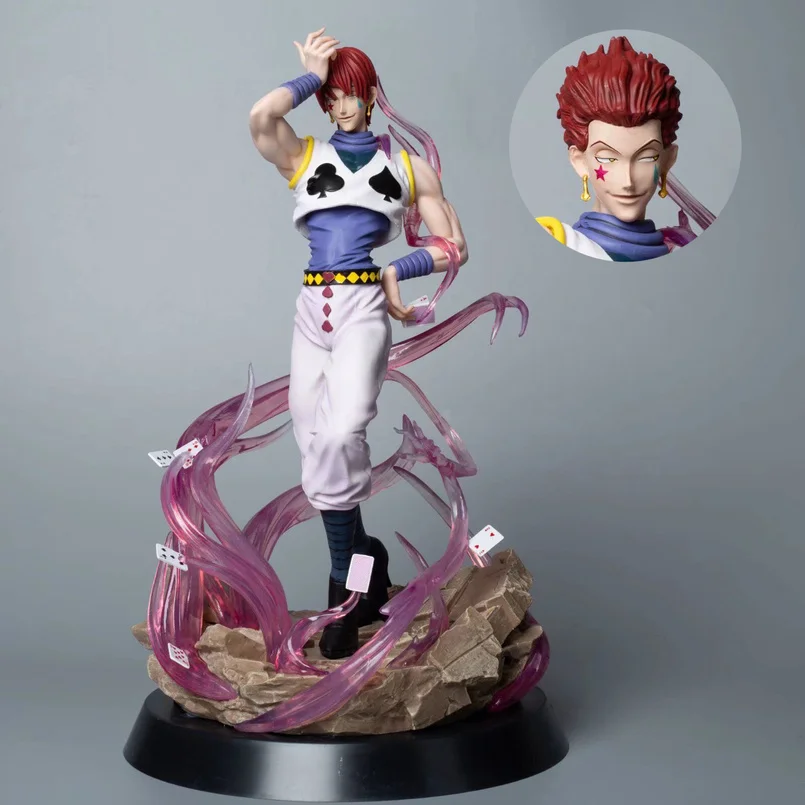 

32cm Hunter X Hunter Anime Figure GK Hisoka with Replacement Head Action Figure PVC Collection Statue Model Toys for Gifts