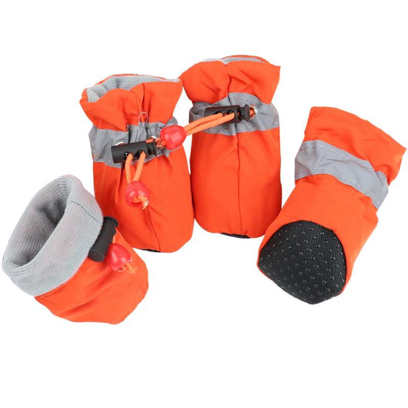 Set of 4 Waterproof Anti-Slip Winter Dog Boots – Thick, Warm Footwear