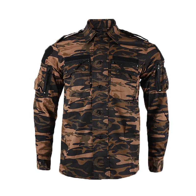 Outdoor Camouflage Brown Tactical Suit Uniform Men's Hiking Hunting clothes Combat Training Clothing