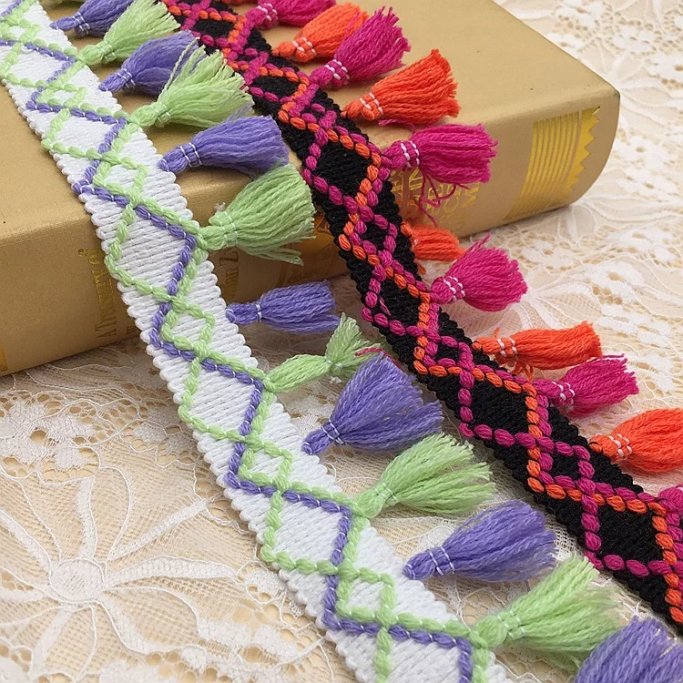 10 Yards Cotton Blended Tassel Lace Trim Boho Fringe Lace Ethnic Clothes Headdress Cushion Curtains DIY Accessories