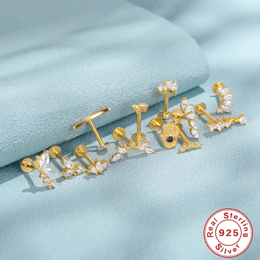 

ROXI 925 Sterling Silver Piercing 18K Gold Plating Crown Evil Eye Geometric Cubic Zirconic Stud Earrings For Women Wedding Gift