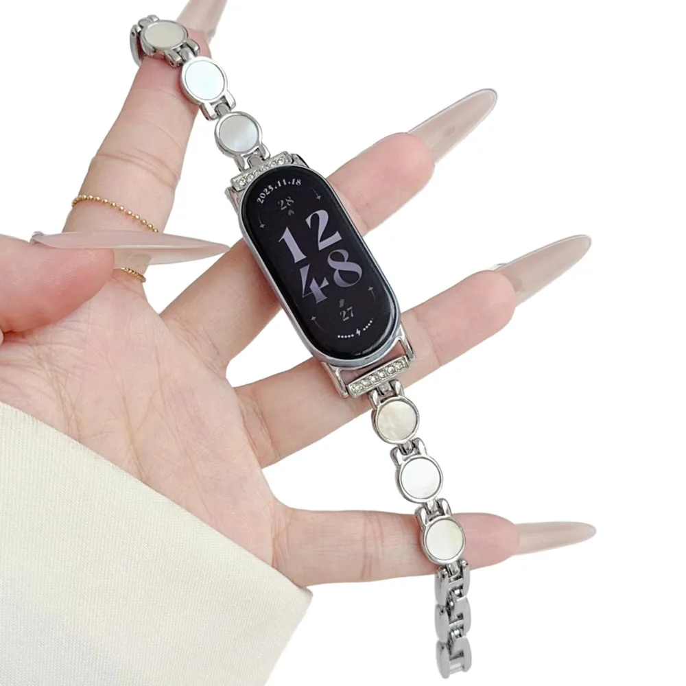 Luxury Pearl Watch Bands with Elegant Link Metal Straps