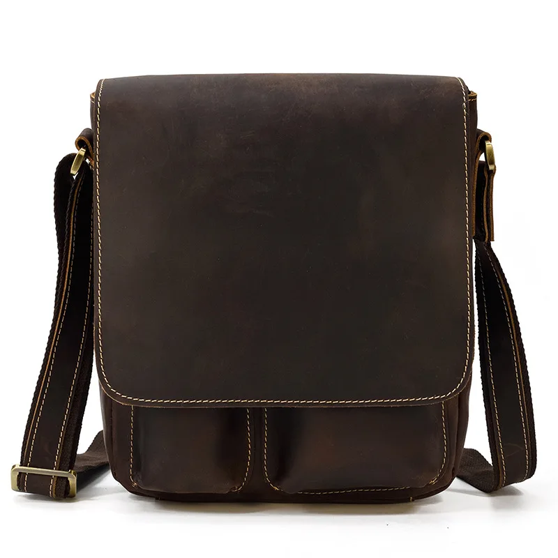 

Vintage Casual leather One Shoulder Bag Clamshell Crazy Horse skin Crossbody Bag Head layer cowhide crossbody bag