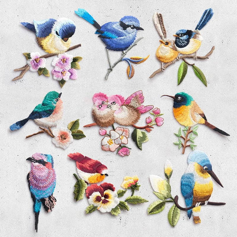 

Animal Embroidery Birds Patch For Clothing DIY Dress Bag Shoes Accessories Iron On Applique Sewing Decorative Accessories