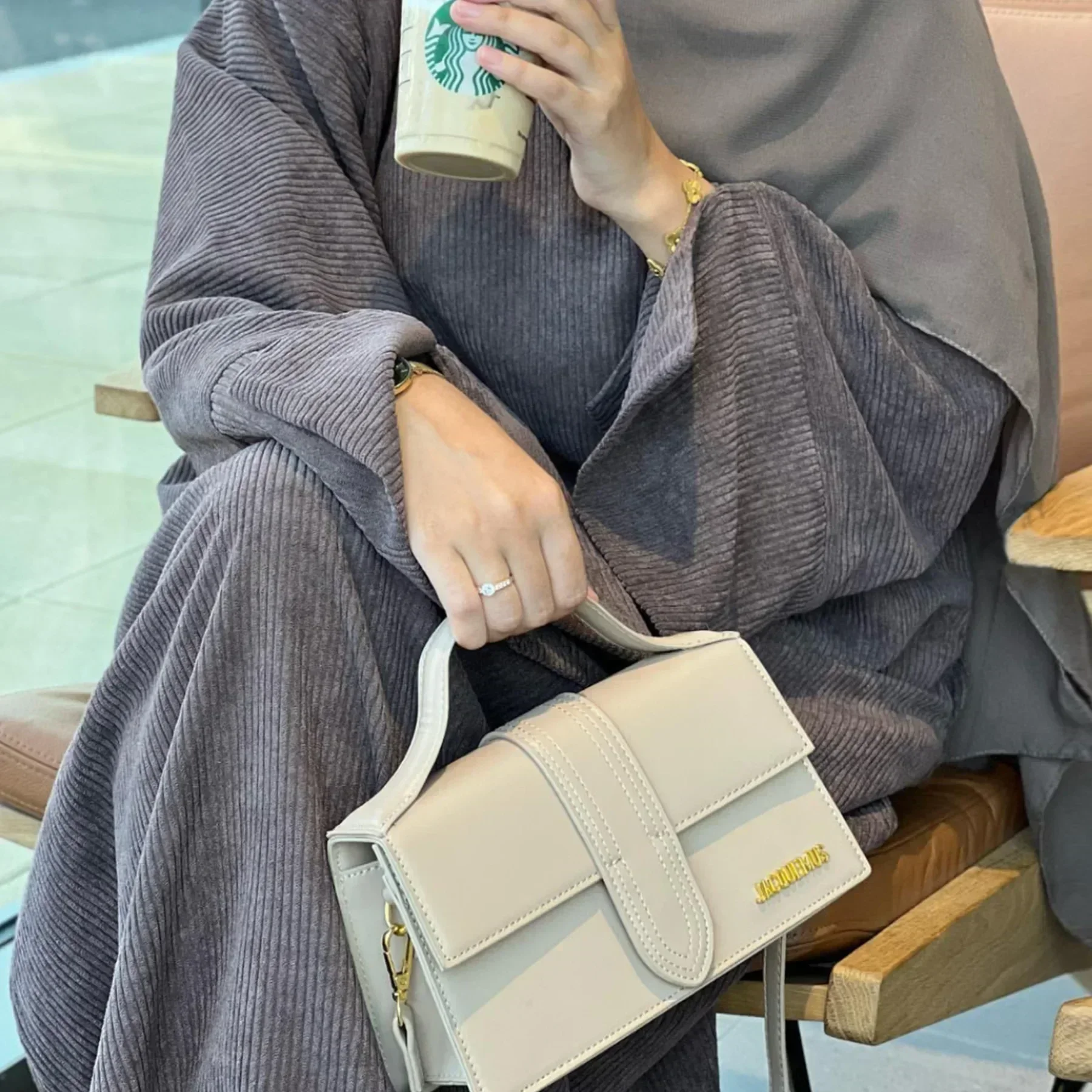 Winter Corduroy Abaya Dress Muslim Abayas for Women Dubai Luxury Turkish Long Dresses Islamic Modest Clothing Kaftan Hijab Robe
