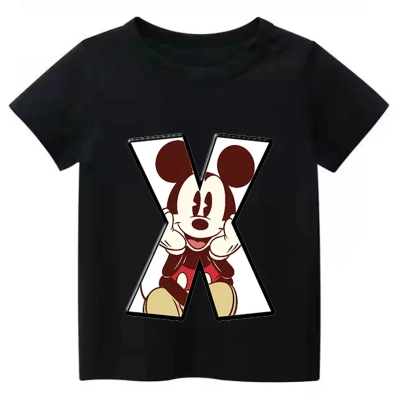 thumbnail image 1 of 2024 Nueva camiseta de verano con combinación de letras para niños de alta calidad Disney Mickey Mouse Font ABCDEF camiseta de manga corta para niños, 1 of 5