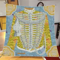 90cm Silk Scarf Women Retro Clothes Print Square Scarf Head Echarpes Silk Foulards Femme Wraps Beach Shawls Bandana Lady Hijabs 1