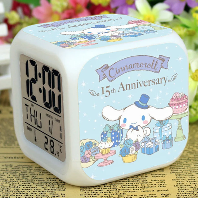 

Sanrioed Led Digital Alarm Clock Anime Cinnamorol Cute Electronic Digital Display Desk Clocks with Night Light for Home Bedrooms