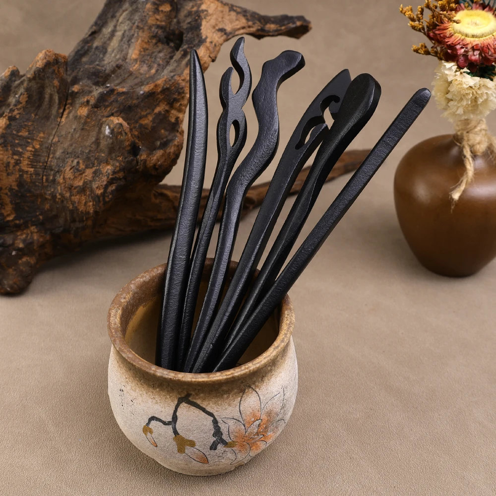 Bastoncini Per Capelli In Legno Vintage - Forcine Giapponesi Donne, Rosso, 18 Cm