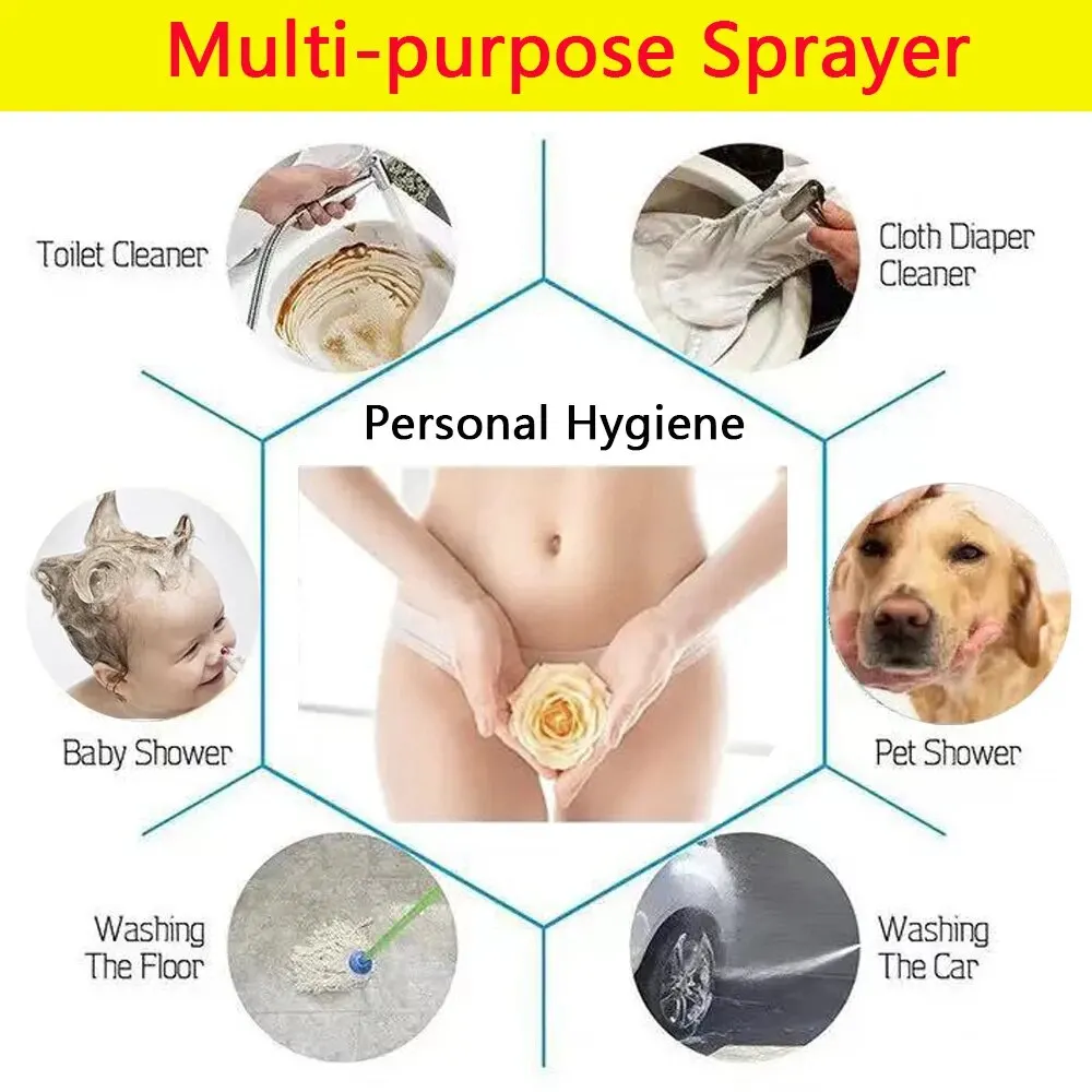 4pc/Set Portable Bidet Toilet Sprayer Bidet Shower Faucet Stainless Steel Woman Cleaning Head Anal Tap Wash Bathroom Accessories 5