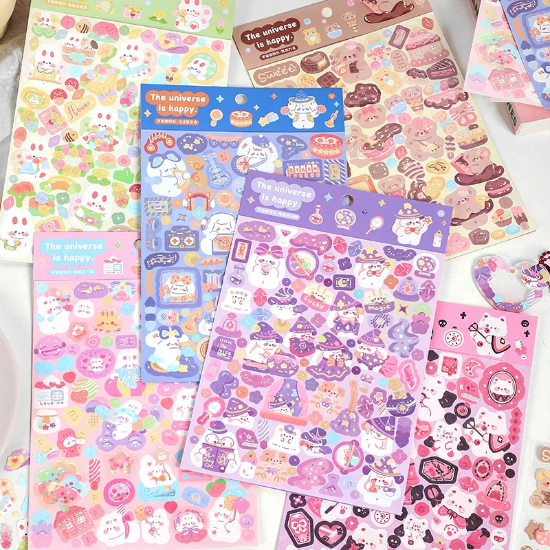 

1 Sheet Glitter Cute Cartoon Happy Animals Decorative Stickers For Scrapbooking DIY Hand Accounts Cards Materials