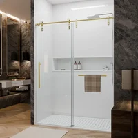 Shower Door 56-60" W × 76" H Glass Shower Door,Frameless Shower Doors with Handle and Seal Strip 1