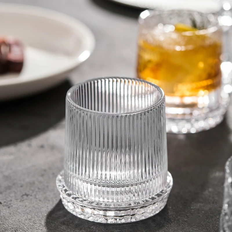 255 ML Whiskey Glass Design Niche Transparent Wine Glass Household Heat-resistant Rotatable Beer Cup Party Drinkware