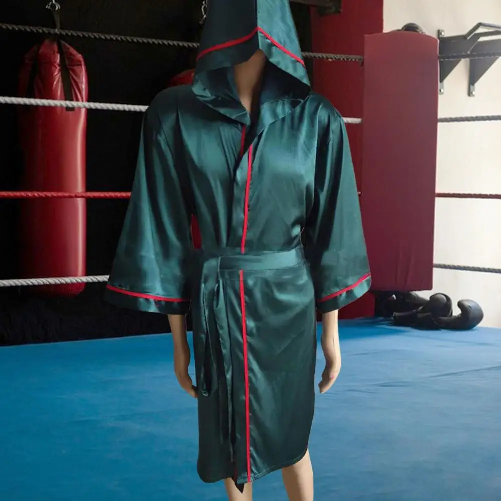 Solid Color Hooded Boxing Robe Men Women Boxer kickboxing Wrestle Martial Arts Jerseys Boxing Robe with Belt