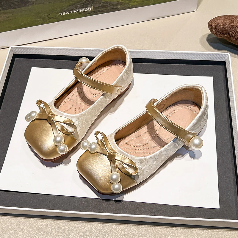 Leather Girls Ballet Flats Shoes for Kids Autumn