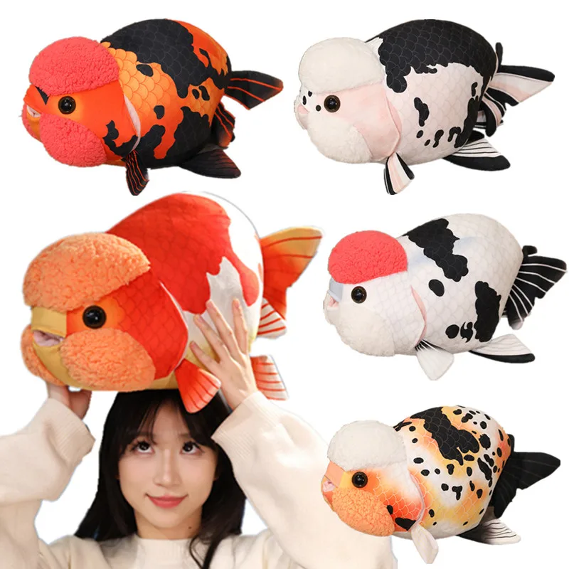 50cm Lifelike Fish Plush Stuffed Toy Goldfish Big Head Soft Pillow for Zoo Park Souvenir Lovely Lan Shou Animal Plushie