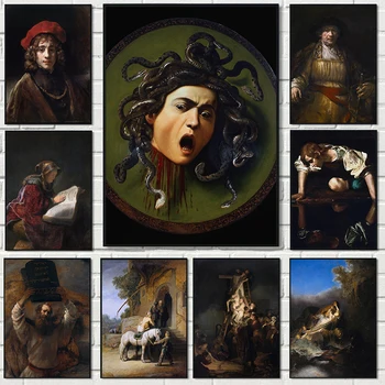 Sala espositiva vintage di fascia alta Arte Surrealismo Rembrandt St Matthew Croce Poster Dipinti su tela Immagini di arte della parete Decorazioni per la casa
