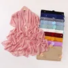 New Pearl Chiffon Flower Bead Scarf Muslim Hijab Women Headscarf Shawl Wrap Turban Veil Bandanas Bufanda Foulard Turbante Mujer