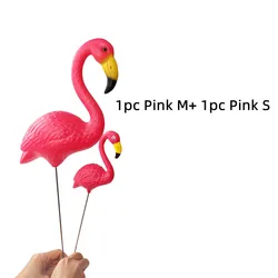 Charming Pink Flamingo Yard Decoration - Mini Garden Stake Ornament (1 PinkS and 1 PinkM)