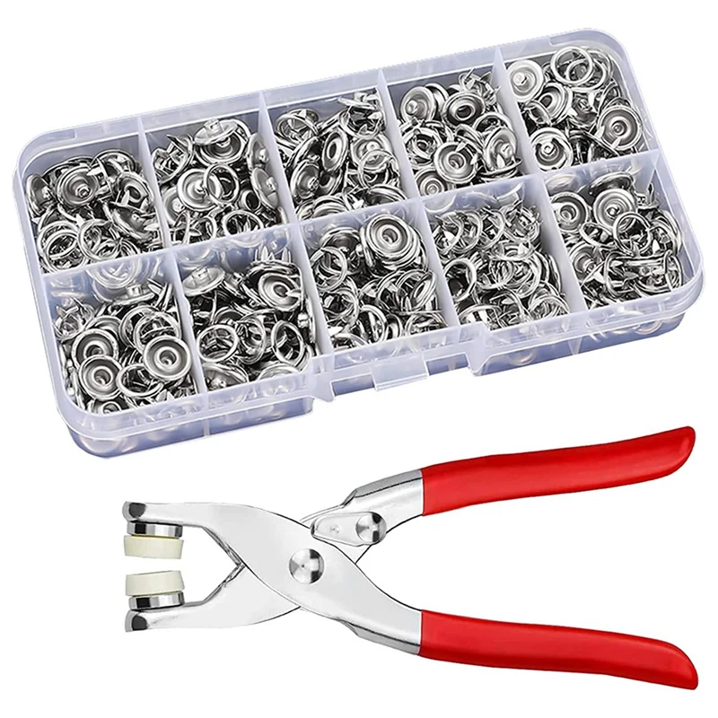 Set Di 100 Borchie A Pressione, Set Di Borchie A Pressione In Metallo Con Pinze, Borchie A Pressione Senza Cuciture, Cappuccio Tascabile Per Bambini, 