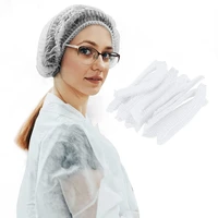 100 PCS Disposable Mop Mob Bouffant Caps 21 inch Non-Woven Clip Hair Head Cover Net for Beauty Food Salon Cooking Hairnets Caps 1